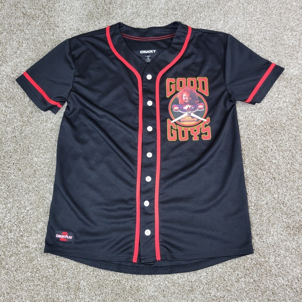 Chucky Childs Play 2 Good Guys Mens Medium Black Baseball Jersey Shirt